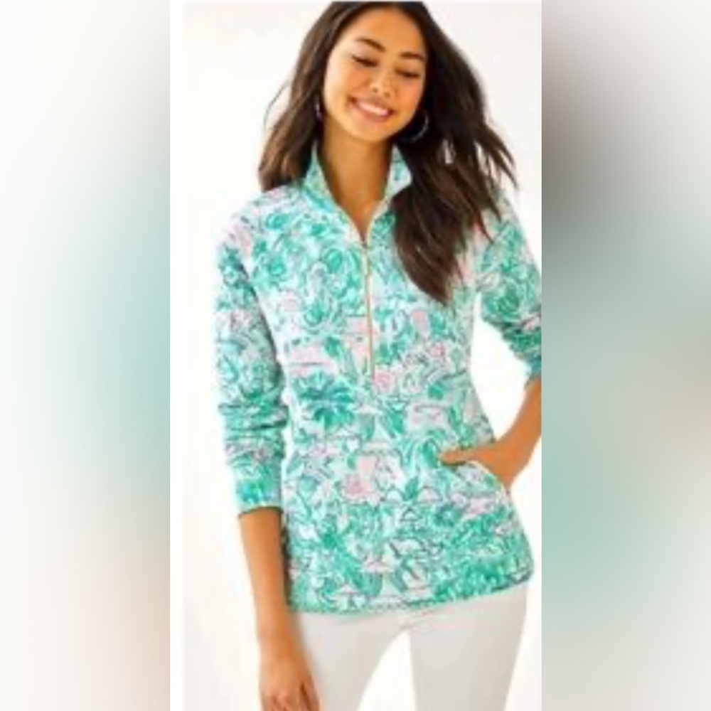 Lilly Pulitzer Women's Green and Pink Patterned Jacket